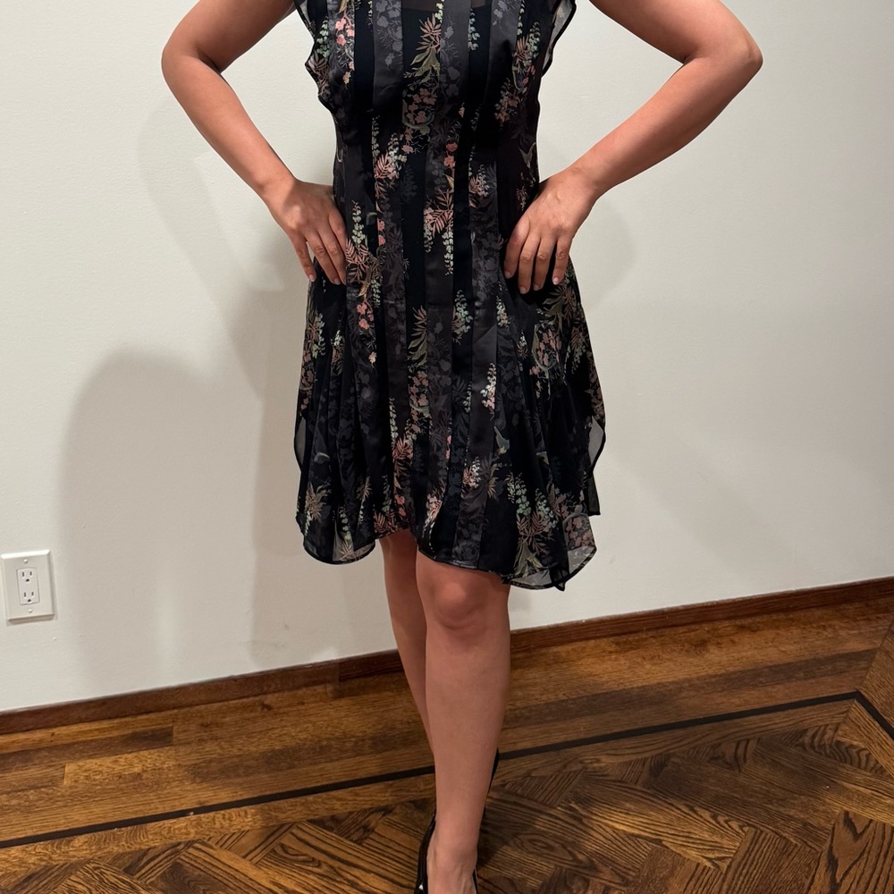 All Saints Black and White Tiered Sundress for Cocktail
